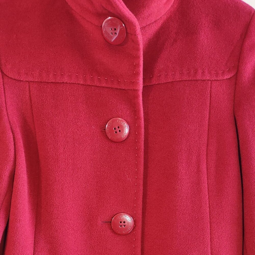 Ellen Tracy Wool & Angora Pea Coat Ruby Red Size XS Classic Elegant 'Like New - Picture 6 of 10